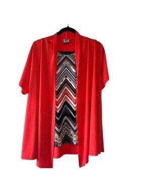Plus Size Womens Open Front Cardigan With Chevron Pattern Lining By Jonathan Mar